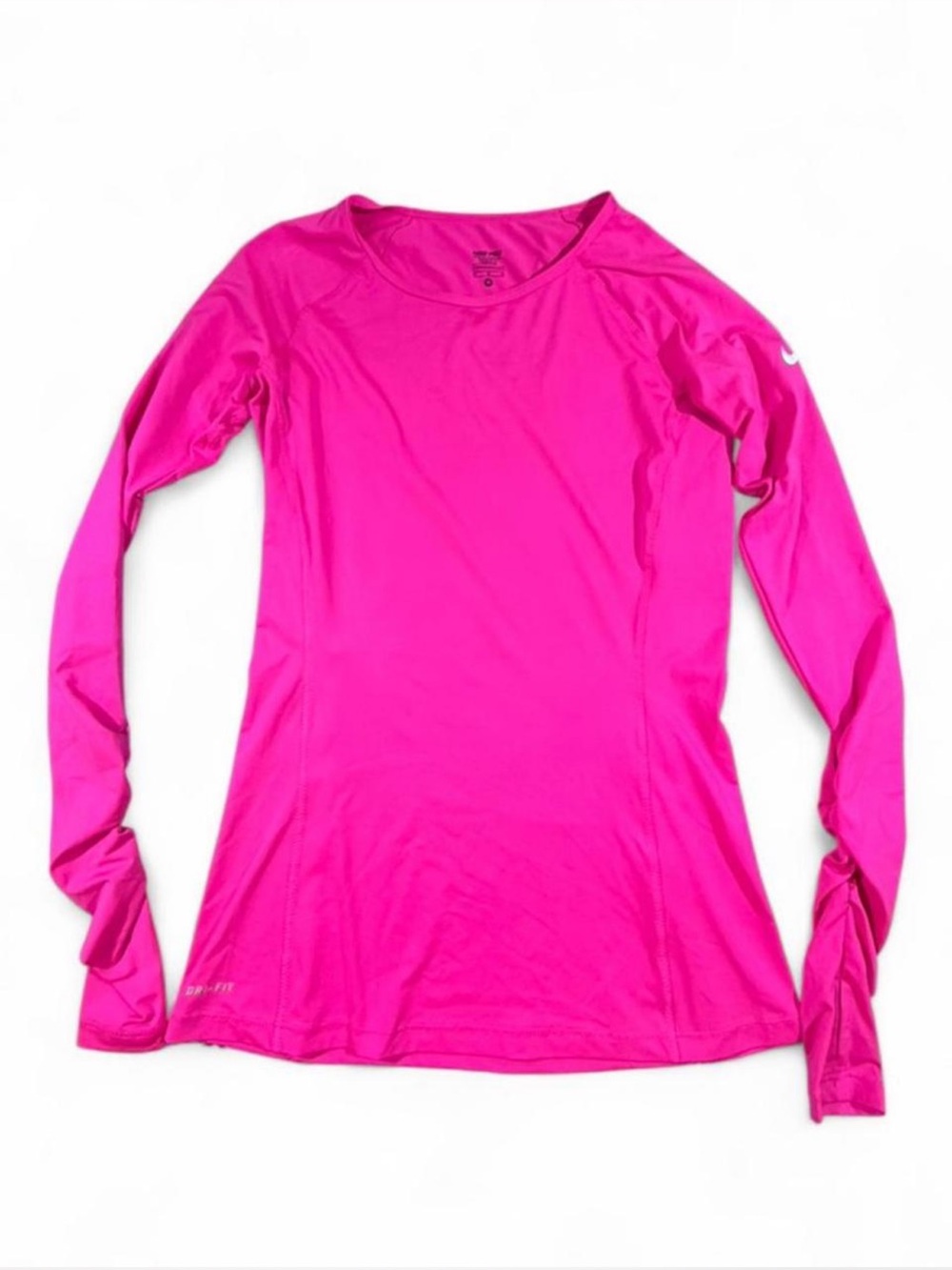 Nike Pro Hot Pink Long Sleeve Thumb Hole Athletic Compression Top Size Medium